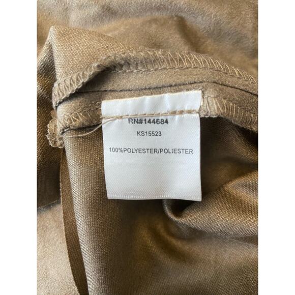 Ontwelfth Mini A Line Skirt Womens M Side Zipper Faux Suede Ruffle Hem Flare Tan - Picture 7 of 10